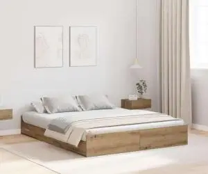 vidaXL Cadru de pat cu depozitare stejar artizanal 160 x 200 cm