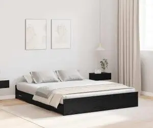 vidaXL Cadru de pat cu depozitare cu sertar Stejar negru 140 x 200 cm