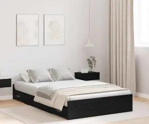 vidaXL Cadru de pat cu depozitare Stejar negru 120 x 200 cm Lemn