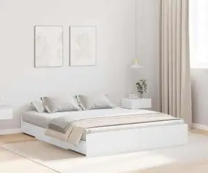 vidaXL Cadru de pat cu depozitare cu sertar cu headboard cu depozitare Alb 135 x 190 cm PAL