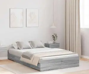 vidaXL Cadru de pat de depozitare gri Sonoma sonoma gri 120 x 190 cm