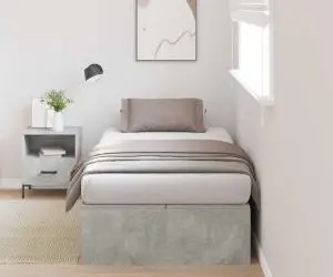 vidaXL Cadru de pat cu depozitare Gri Betona 90x200 cm