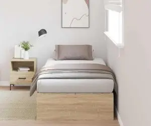 vidaXL Cadru de pat cu depozitare din stejar Sonoma, 100x200 cm