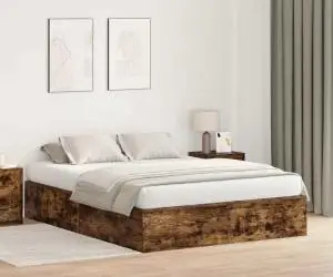 vidaXL Cadru de Pat cu Depozitare  Stejar Închis 140 x 200 cm