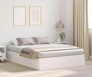 vidaXL Cadru de pat cu depozitare alb 160 x 200 cm