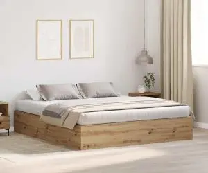 vidaXL Cadru de pat cu depozitare din stejar artisan 180x200 cm