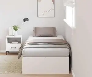 vidaXL Cadru de pat cu depozitare Alb 90 x 190 cm