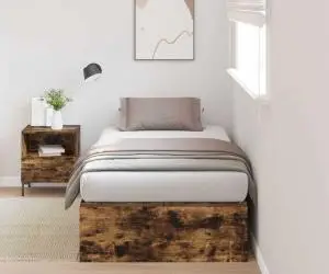 vidaXL Cadru de pat din stejar afumat 90x190 cm