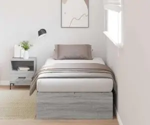vidaXL Cadru de pat cu depozitare Gri Sonoma 75x190 cm
