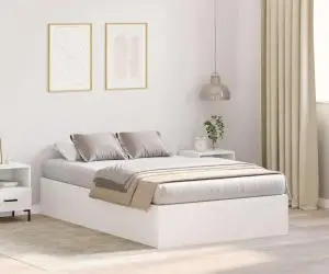 vidaXL Cadru de pat cu spațiu de depozitare Alb 120x190 cm