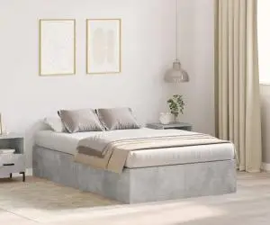 vidaXL Cadru de pat cu depozitare Gri Concret 120 x 190 cm