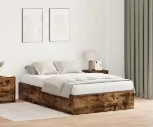 vidaXL Cadru de pat cu depozitare Stejar fumuriu 120x190 cm