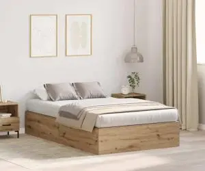 vidaXL Cadru de pat cu depozitare din stejar 120x190 cm