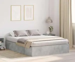 vidaXL Cadru de pat cu spațiu de depozitare gri 140x190 cm