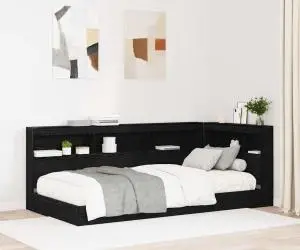 vidaXL Tăblie de depozitare cu raft cu headboard cu depozitare Stejar negru 90 cm Melamină