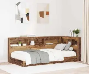 vidaXL Tăblie de depozitare cu raft cu headboard cu depozitare Lemn vechi 90 cm