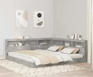 vidaXL Tăblie de depozitare cu raft Gri beton 180 cm Lemn compozit