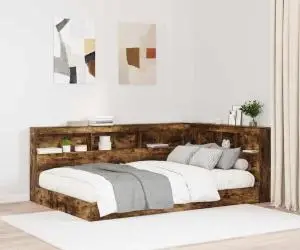 vidaXL Tăblie de depozitare cu raft Stejar afumat 120 cm Lemn compozit