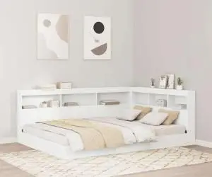 vidaXL Tăblie de depozitare cu raft cu headboard cu depozitare Alb 140 cm Lemn compozit