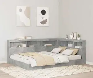 vidaXL Tăblie de depozitare cu raft Gri beton 135 cm Lemn compozit