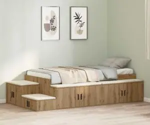vidaXL Cadru de pat de stocare din stejar artizanal 100x200 cm