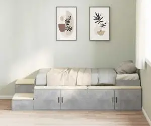 vidaXL Pat de depozitare Gri beton 90x190 cm