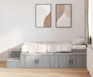 vidaXL Cadru de pat de depozitare Gri Sonoma 90x190 cm