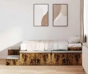 vidaXL Pat de depozitare Stejar afumat 75x190 cm
