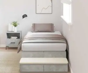 vidaXL cadru de pat cu depozitare Gri ciment 90x200 cm