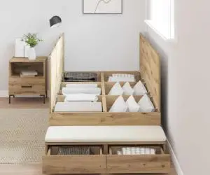 vidaXL Cadru de pat cu depozitare Artisan Stejar 90x200 cm