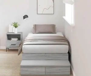 vidaXL Cadru de pat cu depozitare Gri Sonoma 100x200 cm
