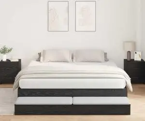 vidaXL Cadru de pat cu depozitare Stejar negru 200x200 cm