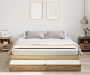 vidaXL Cadru de pat din stejar artizanal 200x200 cm