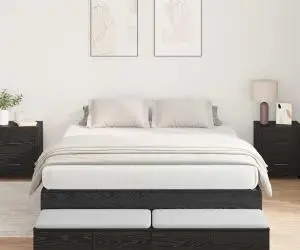 vidaXL Cadru de pat cu depozitare Stejar Negru 150x200 cm