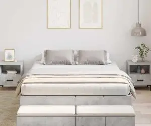 vidaXL Cadru de pat cu depozitare Gri Betonic 160x200 cm