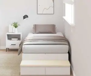 vidaXL Cadru de pat cu depozitare Alb 90x190 cm