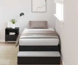 vidaXL Cadru de pat cu depozitare Negru Stejar 90x190 cm
