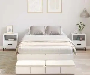 vidaXL Cadru de pat cu depozitare Alb 120x190 cm