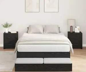 vidaXL Cadru de pat cu depozitare Negru Stejar 120x190 cm