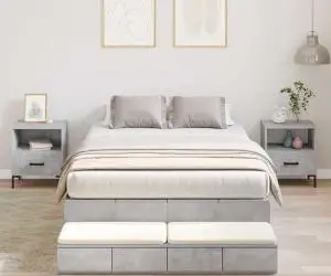 vidaXL cadru de pat cu depozitare gri ciment 120x190 cm