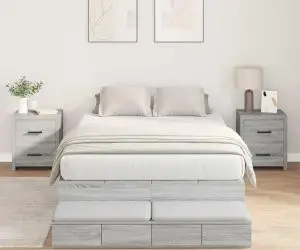 vidaXL cadru de pat cu depozitare gri Sonoma 120x190 cm