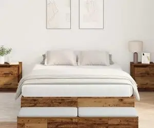 vidaXL Cadru de pat de stocare Lemn vechi 140x190 cm