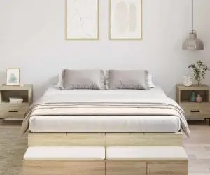 vidaXL Cadru de pat cu depozitare Sonoma Oak 135x190 cm