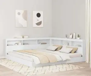 vidaXL Pat Bibliotecă Alb 180 x 200 cm din Lemn Compozit