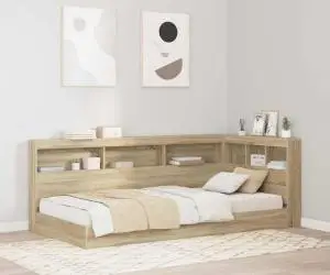 vidaXL Pat cu rafturi Sonoma Oak 75x190 cm din lemn compozit