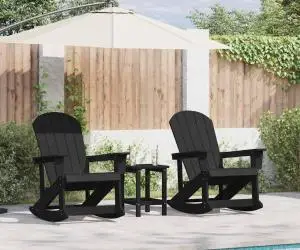 vidaXL Set de lounge pentru grădină 3 pcs Negru Mediu 38 x 38 x 46 cm