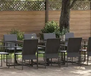 Set de dining pentru grădină format din 15 piese cu perne din oțel și textilenă