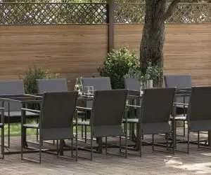 Set de dining pentru grădină vitaXL 18 piese cu perne din oțel și textilenă