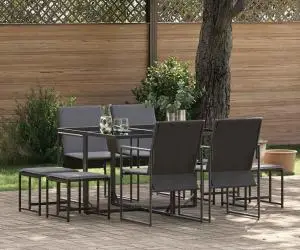vidaXL Set mobilier de grădină, 10 piese, cu perne, oțel și textilenă