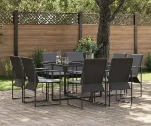 vidaXL Set mobilier de grădină, 10 piese, cu perne, oțel și textilenă